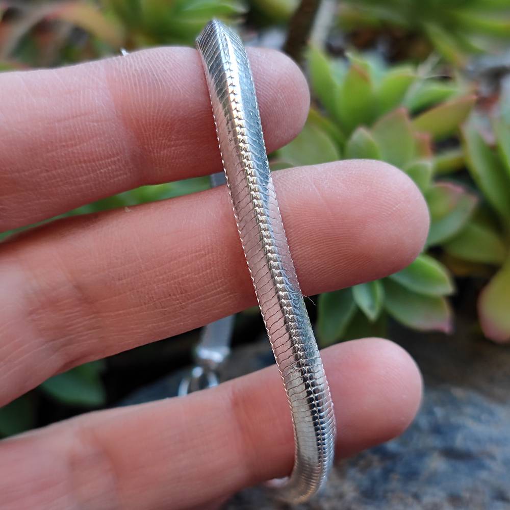 NKlaus Bracciale In Argento 925 Con Catena A Serpente Rotonda | Lunghezza 19cm, Larghezza 1,06 Mm, Gioiello Donna