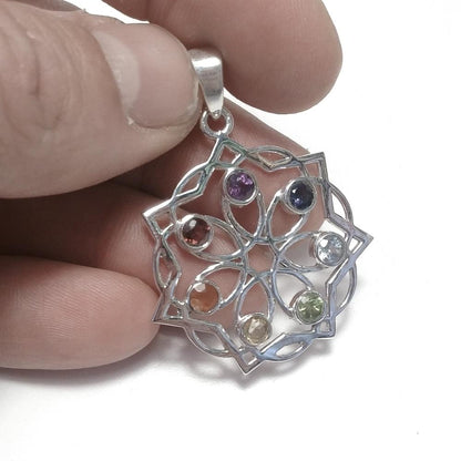 CIONDOLO in argento 925 con pietre - CHAKRA