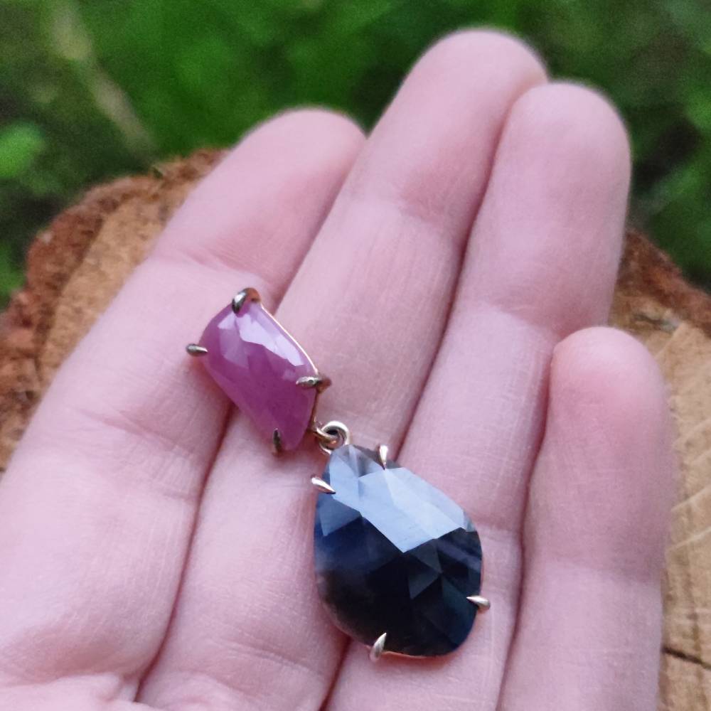 Ciondolo con pietra in argento 925 rosato con ZAFFIRO | GIOIELLI classici