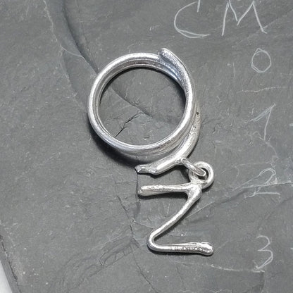 ANELLO PERSONALIZZATO con lettera in argento 925 anello artigianale – N
