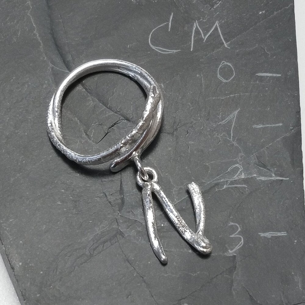 ANELLO PERSONALIZZATO con lettera in argento 925 anello artigianale – N