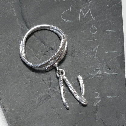 ANELLO PERSONALIZZATO con lettera in argento 925 anello artigianale – N
