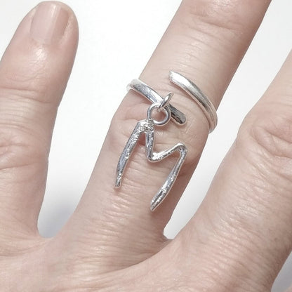 ANELLO PERSONALIZZATO con lettera in argento 925 anello artigianale – M