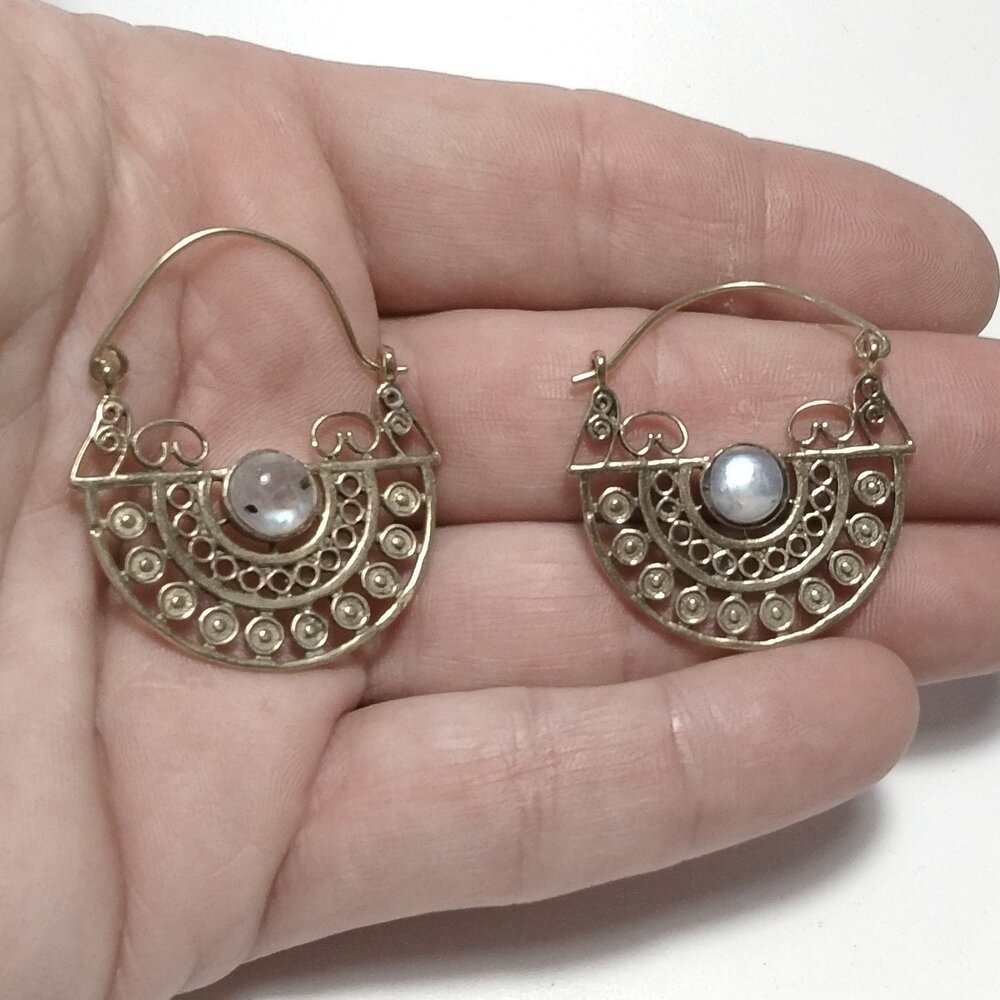 ORECCHINI Vintage in ottone - LIZA – perla