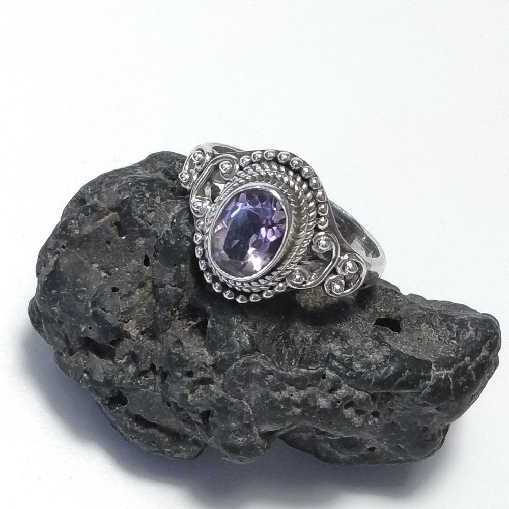 ANELLO artigianale in argento 925 con Pietra di Luna Ametista | GIOIELLI CON PIETRE