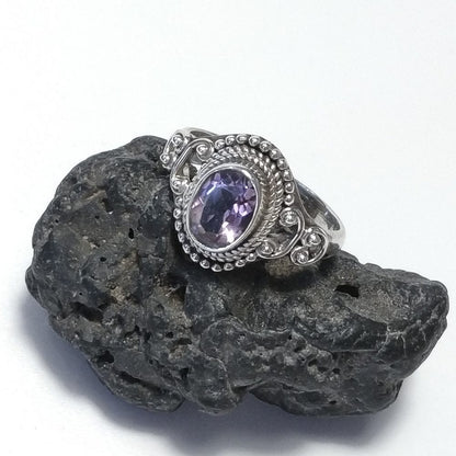 ANELLO artigianale in argento 925 con Pietra di Luna Ametista | GIOIELLI CON PIETRE