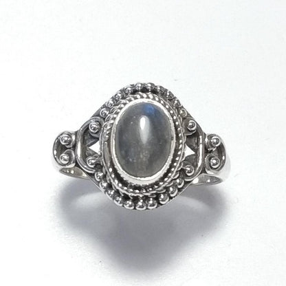 ANELLO ESHA artigianale in argento 925 con Labradotite , Ametista | GIOIELLI CON PIETRE