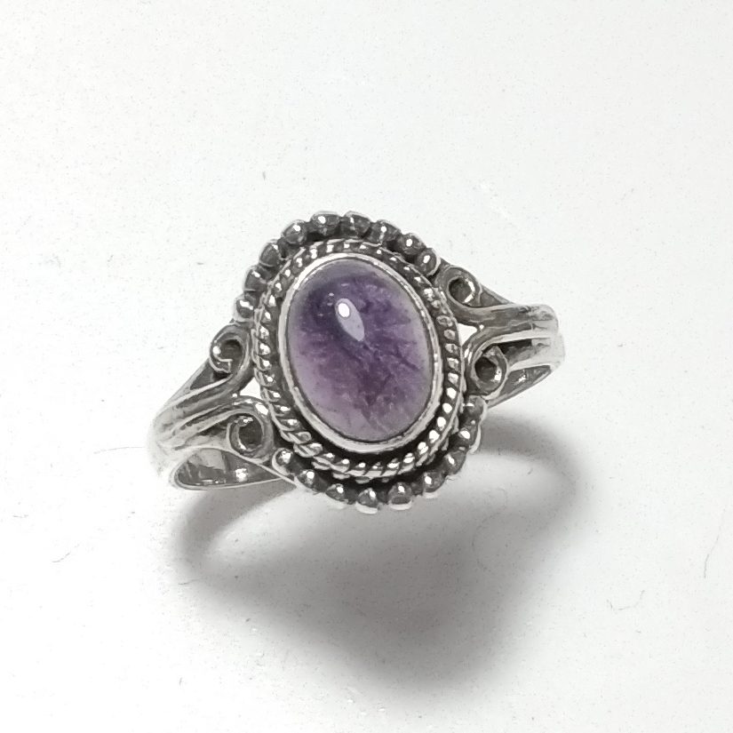 ANELLO artigianale in argento 925 con Pietra di Luna Ametista | GIOIELLI CON PIETRE