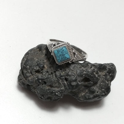 ANELLO artigianalein argento 925 con Onice verde, Turchese | GIOIELLI CON PIETRE
