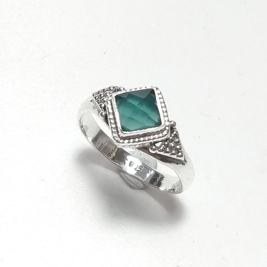 ANELLO artigianalein argento 925 con Onice verde, Turchese | GIOIELLI CON PIETRE
