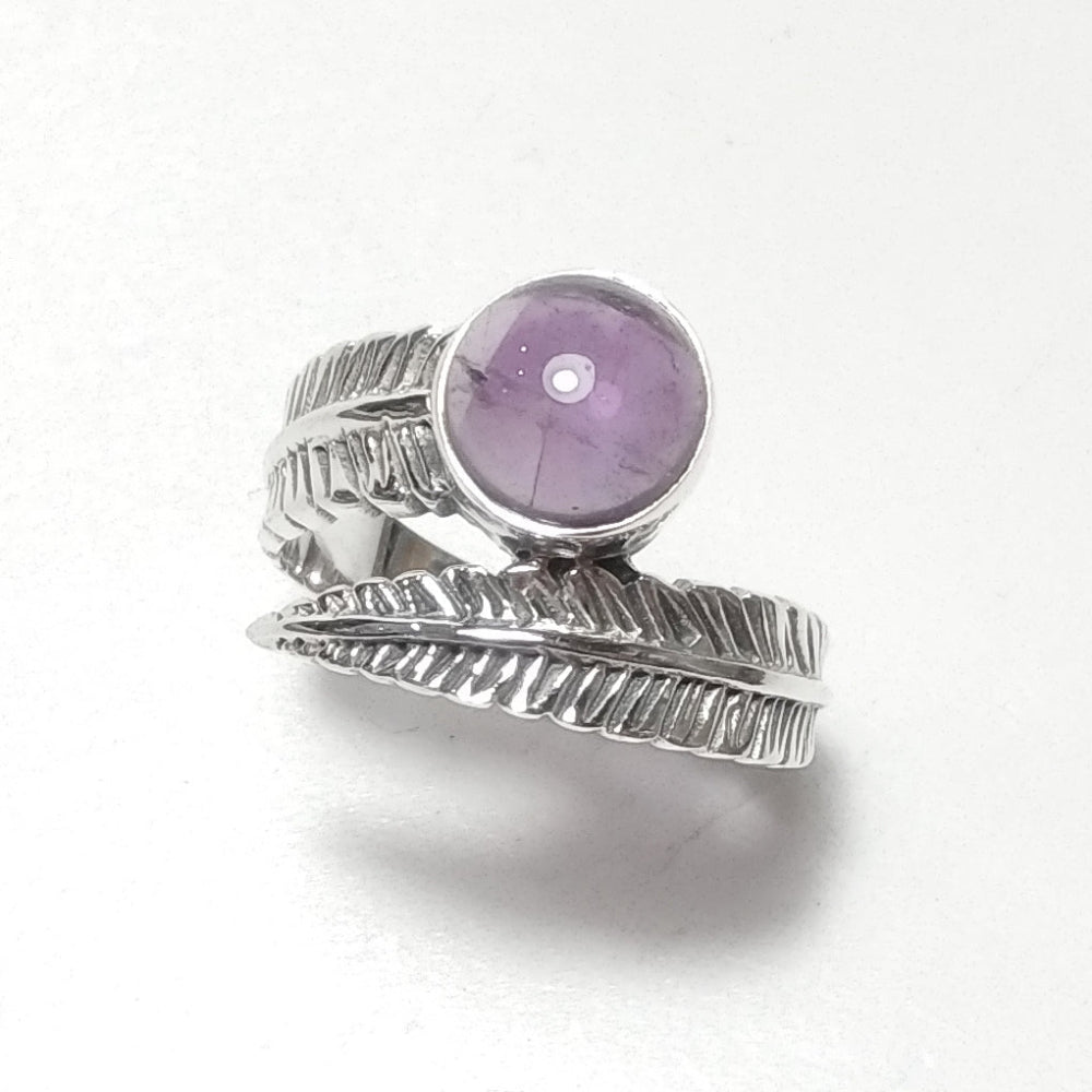 ANELLO artigianale in argento 925 con ametista, Anello Piuma | GIOIELLI CON PIETRE