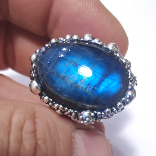 Anello DOT con pietra in argento 925 ANELLO artigianale Labradorite