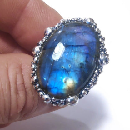 Anello DOT con pietra in argento 925 ANELLO artigianale Labradorite