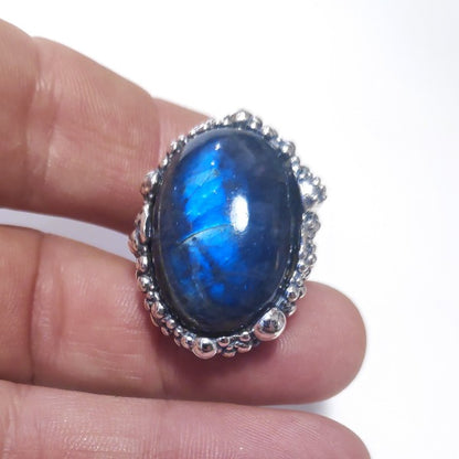 Anello DOT con pietra in argento 925 ANELLO artigianale Labradorite