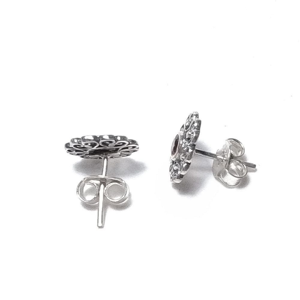 Mini ORECCHINI Argento 925 ORECCHINI Granato | ORECCHINI da lobo – immagine3