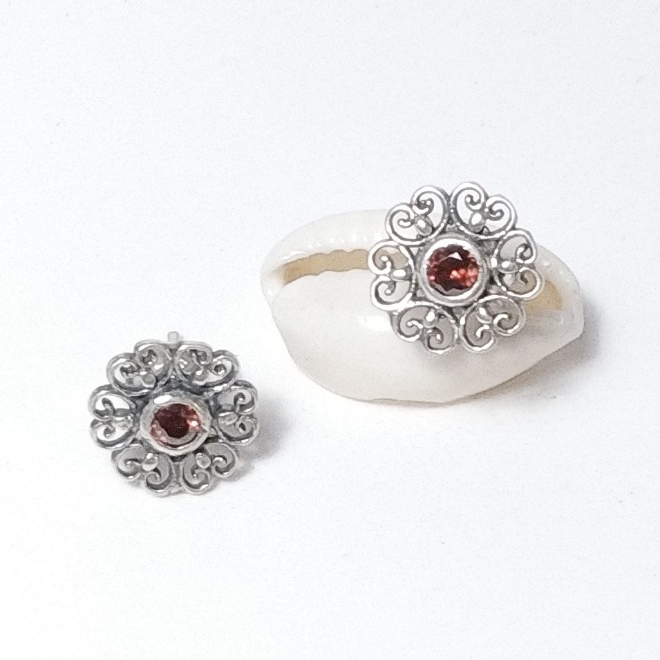 Mini ORECCHINI Argento 925 ORECCHINI Granato | ORECCHINI da lobo – immagine2
