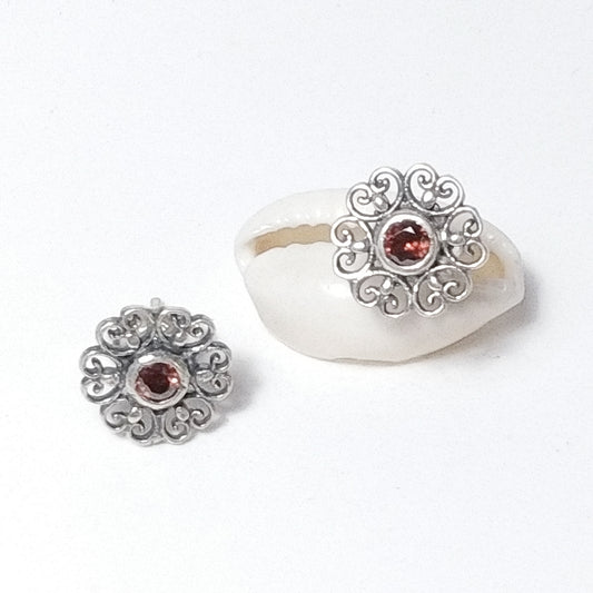 Mini ORECCHINI Argento 925 ORECCHINI Granato | ORECCHINI da lobo – immagine2