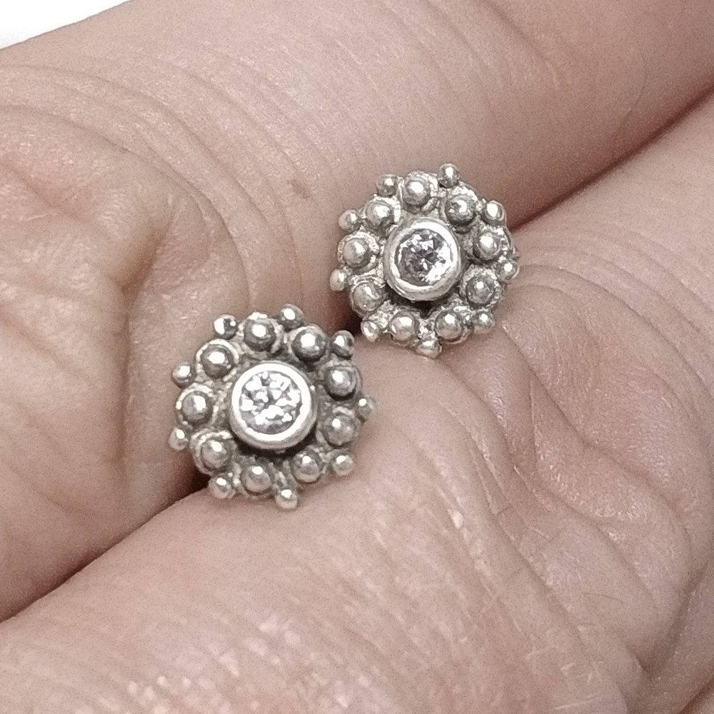 Mini ORECCHINI Argento 925 ORECCHINI Granato | ORECCHINI da lobo – immagine6
