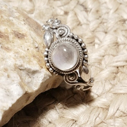 Anello con pietra in argento 925 con Pietra di luna, Ametista, Onice nero | GIOIELLI ETNICI