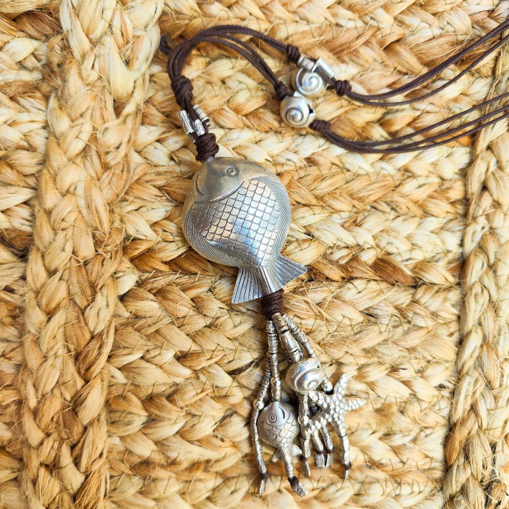 Collana etnica con PESCE in argento 925 - EISHA