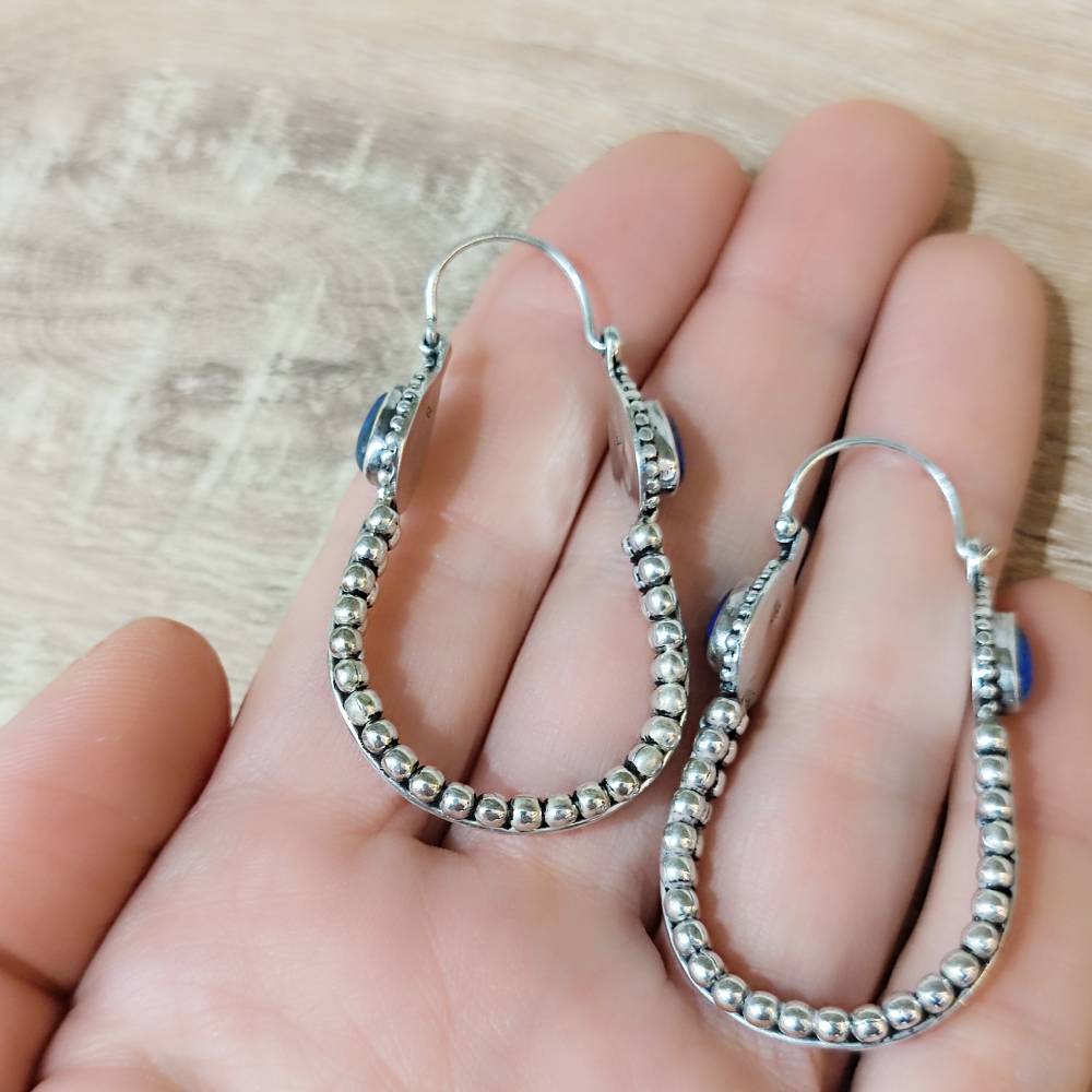ORECCHINI etnici argento 925 con pietra - SAILA
