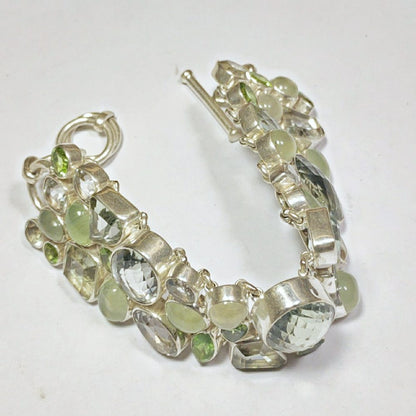 Bracciale argento 925 e peridoto e ametista verde