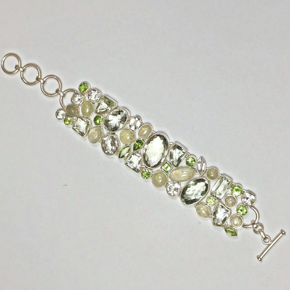 Bracciale argento 925 e peridoto, ametista verde