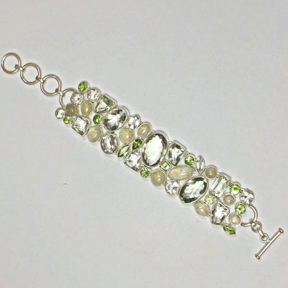 Bracciale argento 925 e peridoto, ametista verde