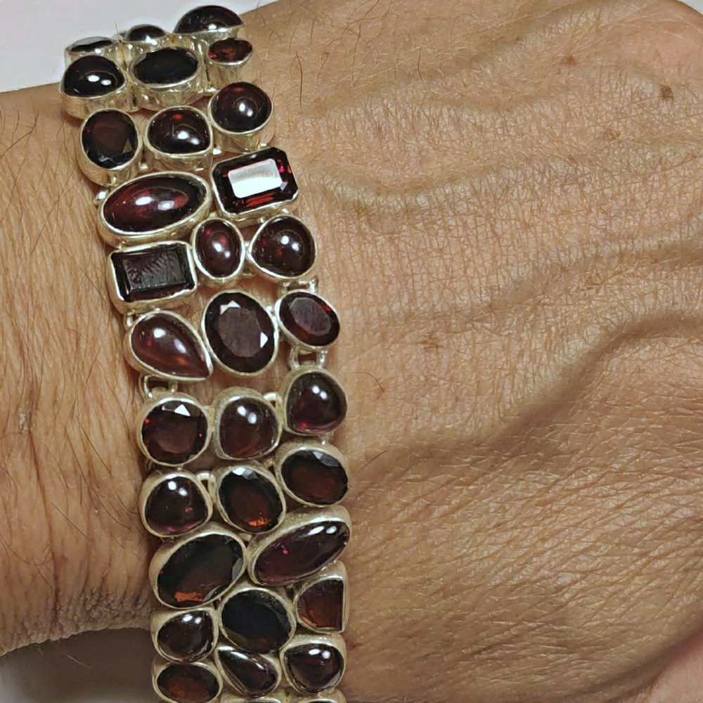 Bracciale donna argento e GRANATO – immagine1
