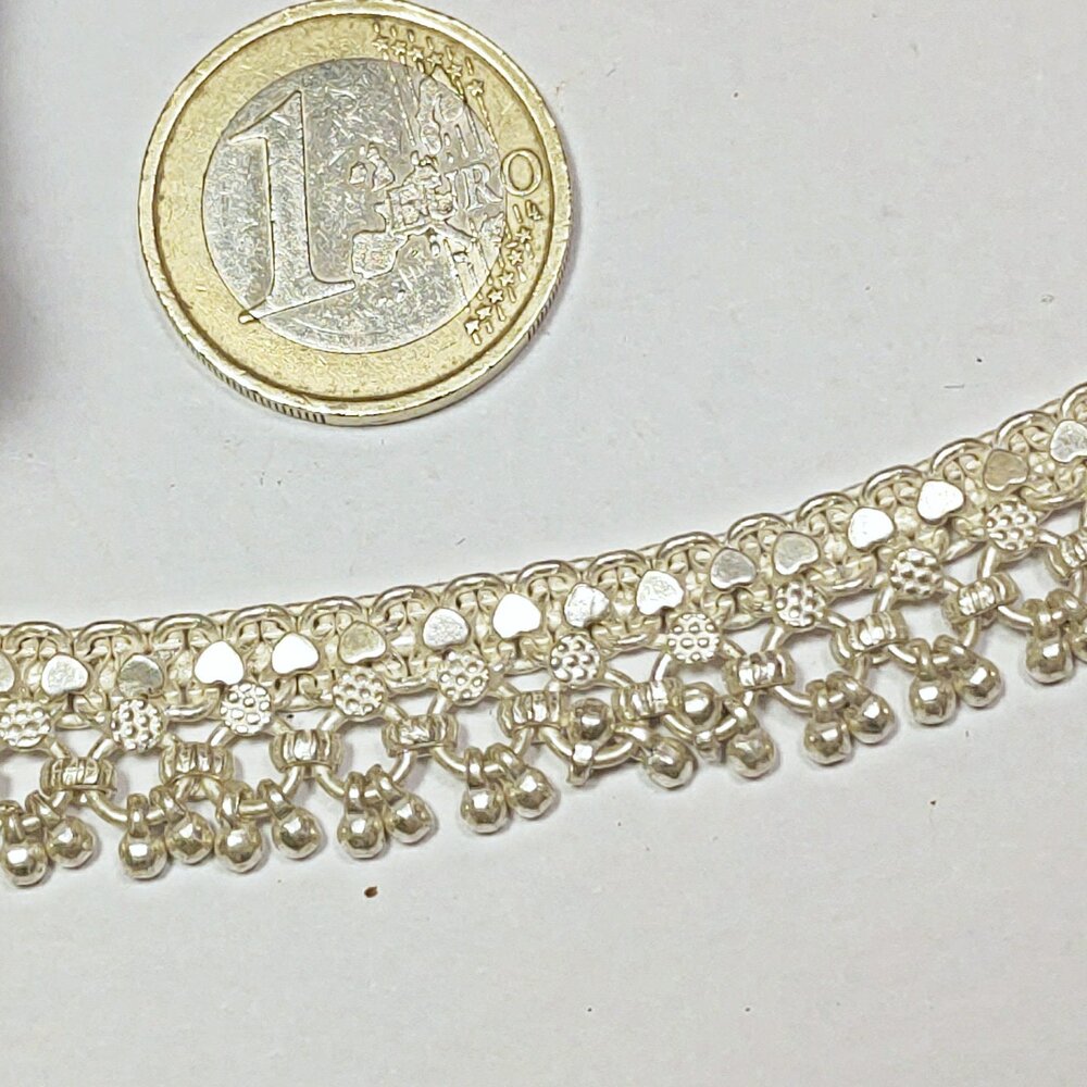 Cavigliera indiana argento semi - rigida - dettaglio