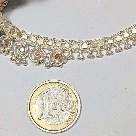 Cavigliera indiana argento semi - rigida - dettaglio della lavorazione