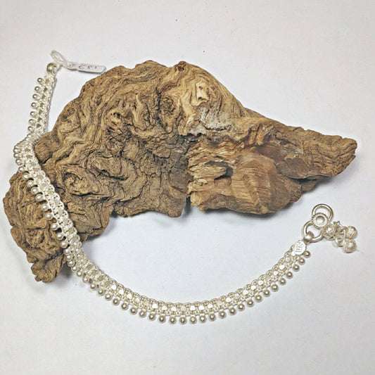 Cavigliera indiana argento semi - rigida - lavorazione tradizionale indiana