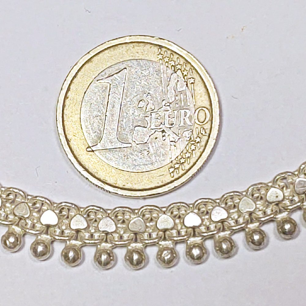 Cavigliera indiana argento semi - rigida - dettaglio