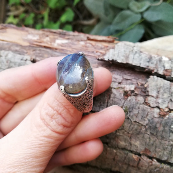 Anello ZAINA in argento 925 ANELLO artigianale con LABRADORITE