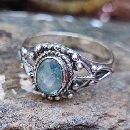Anello LALITESH in argento 925 con pietra topazio azzurro