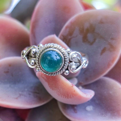 Anello NAWAL argento 925 con pietra agata verde