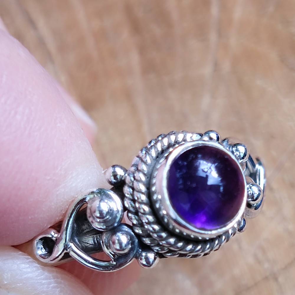 Anello argento 925 con pietra tonda - NAWAL ametista