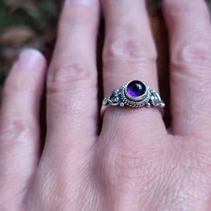 Anello argento 925 con pietra tonda - NAWAL ametista