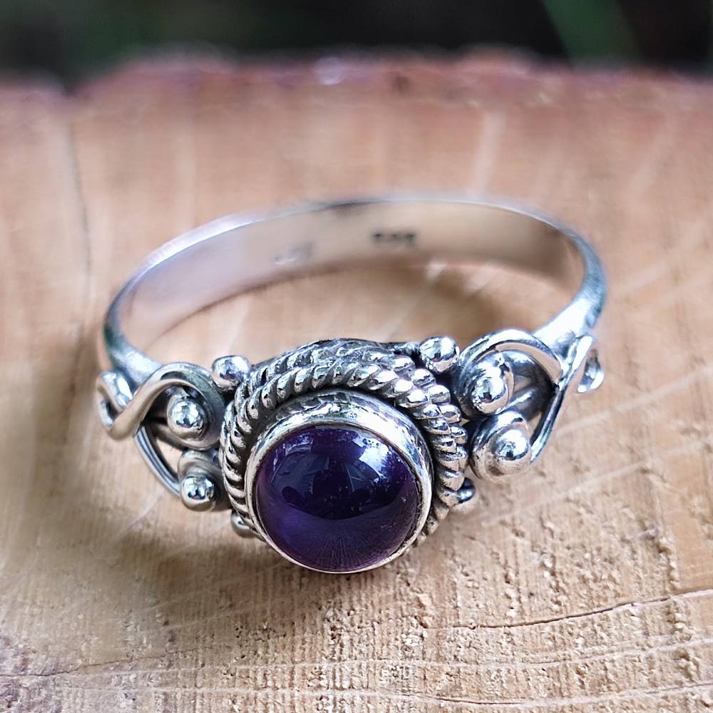 Anello argento 925 con pietra tonda - NAWAL ametista