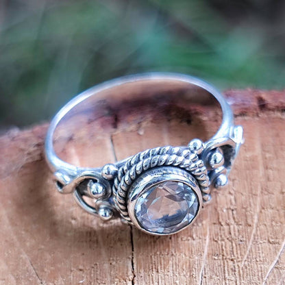 Anello argento 925 con pietra tonda - NAWAL cristallo di rocca