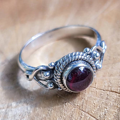 Anello argento 925 con pietra tonda - NAWAL granato