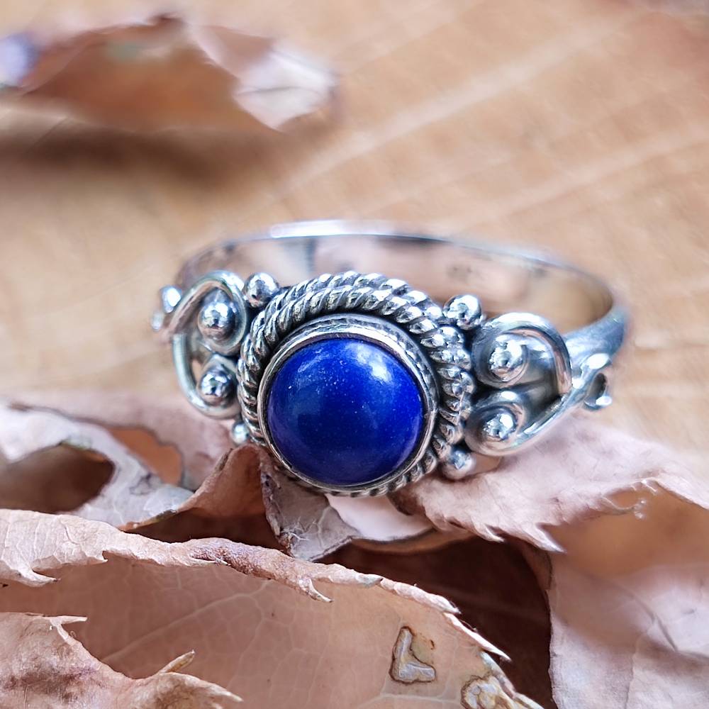 Anello argento 925 con pietra tonda - NAWAL lapislazzuli