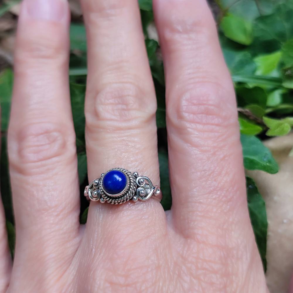 Anello argento 925 con pietra tonda - NAWAL lapislazzuli