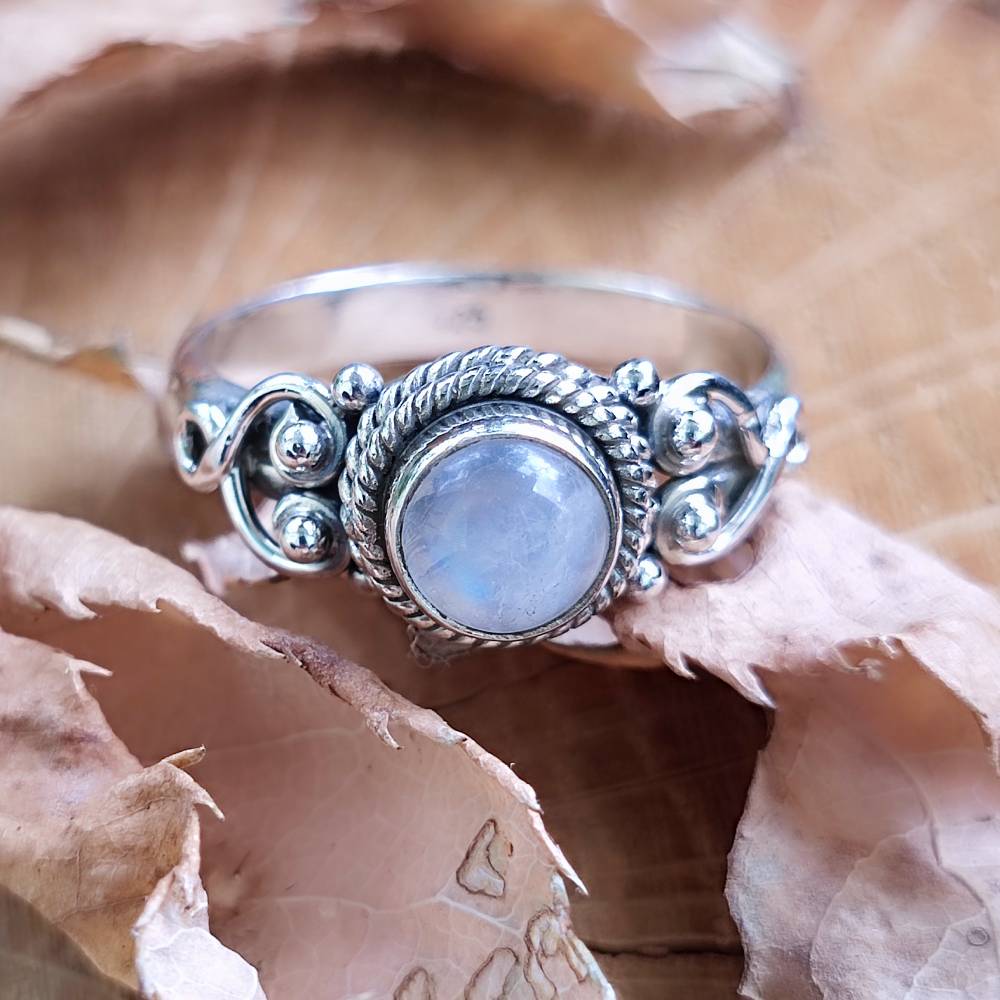 Anello argento 925 con pietra tonda - NAWAL pietra di luna