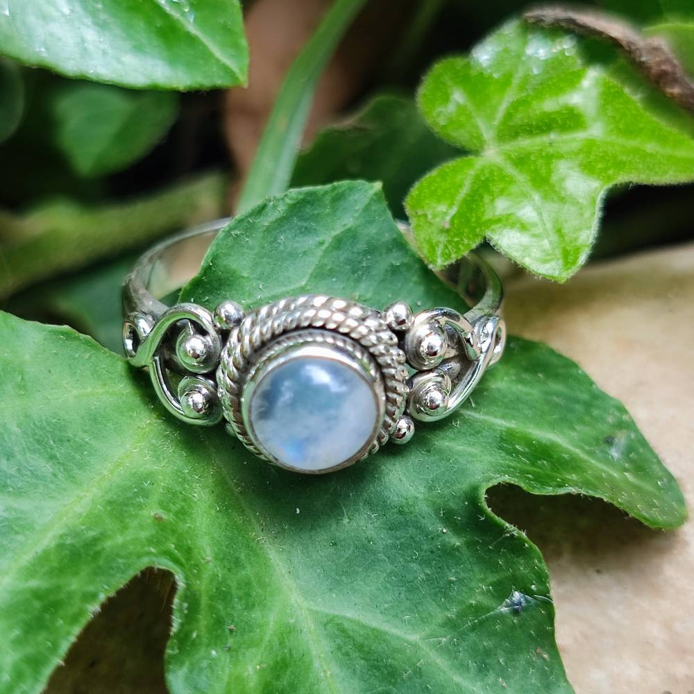 Anello argento 925 con pietra tonda - NAWAL – pietra di luna