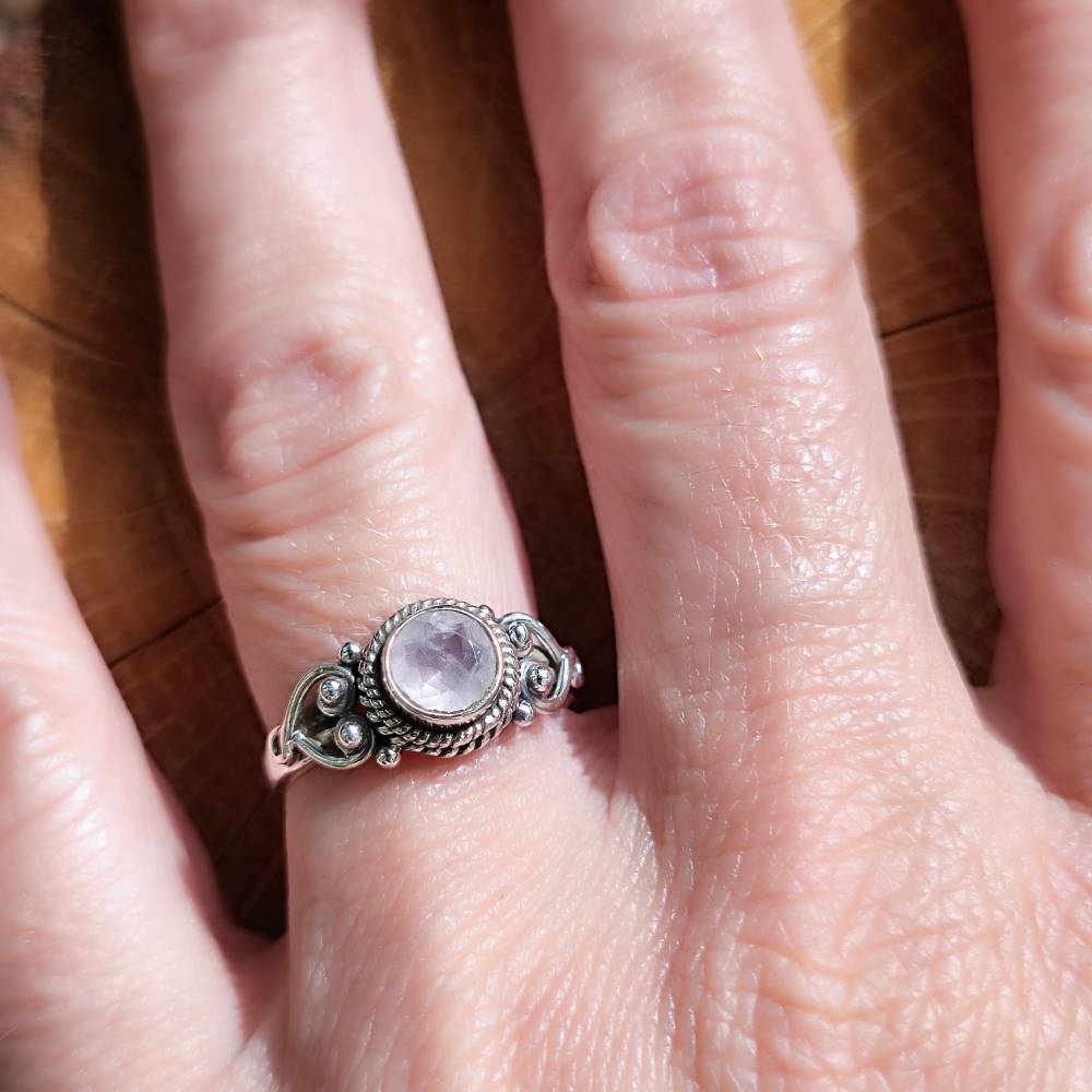 Anello argento 925 con pietra tonda - NAWAL quarzo rosa