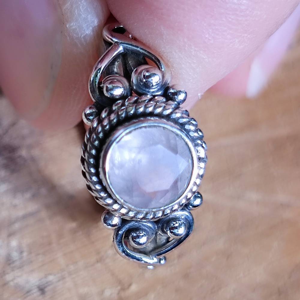 Anello argento 925 con pietra tonda - NAWAL quarzo rosa