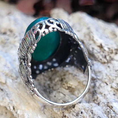 Anello artigianale con pietra in argento 925 - UTTAM – dettaglio