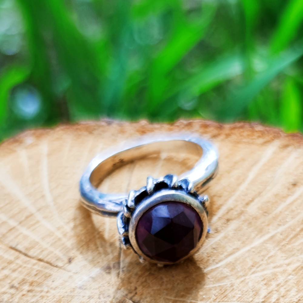 Anello artigianale ametista in argento 925 - Pezzo unico