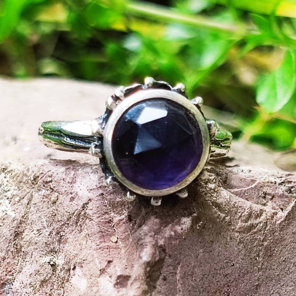 Anello artigianale ametista in argento 925 - Pezzo unico
